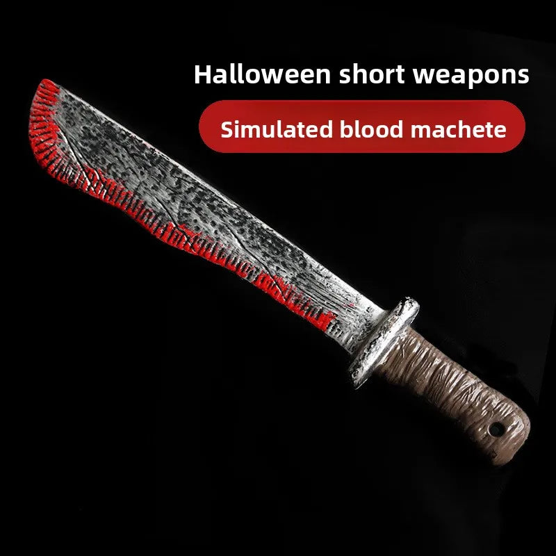 1pcs Halloween Fake Bloody Weapons Plastic Knife Axe Sickle Halloween Costume DIY Cosplay Props Decor Simulation Plastic Knife
