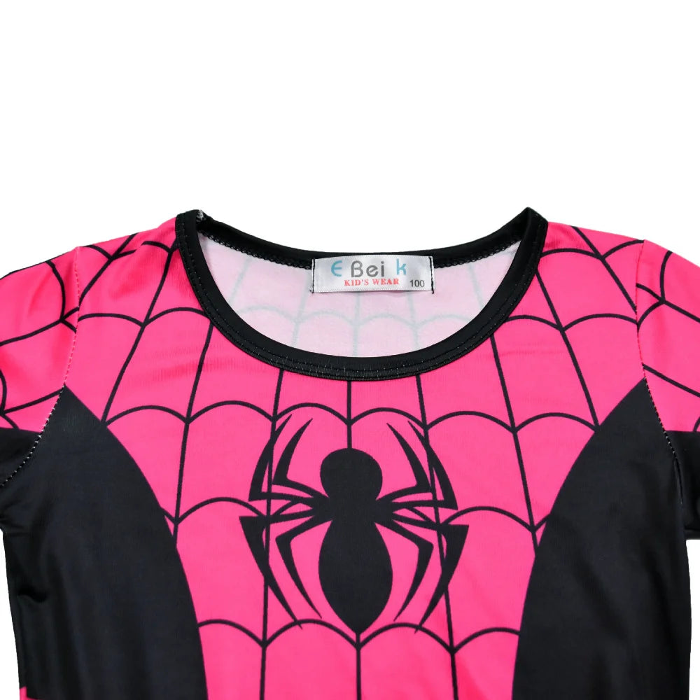 Girls Casual Dresses Spider Cartoon Animals Print Girls Dress for Halloween Heroine Cosplay Party Costume