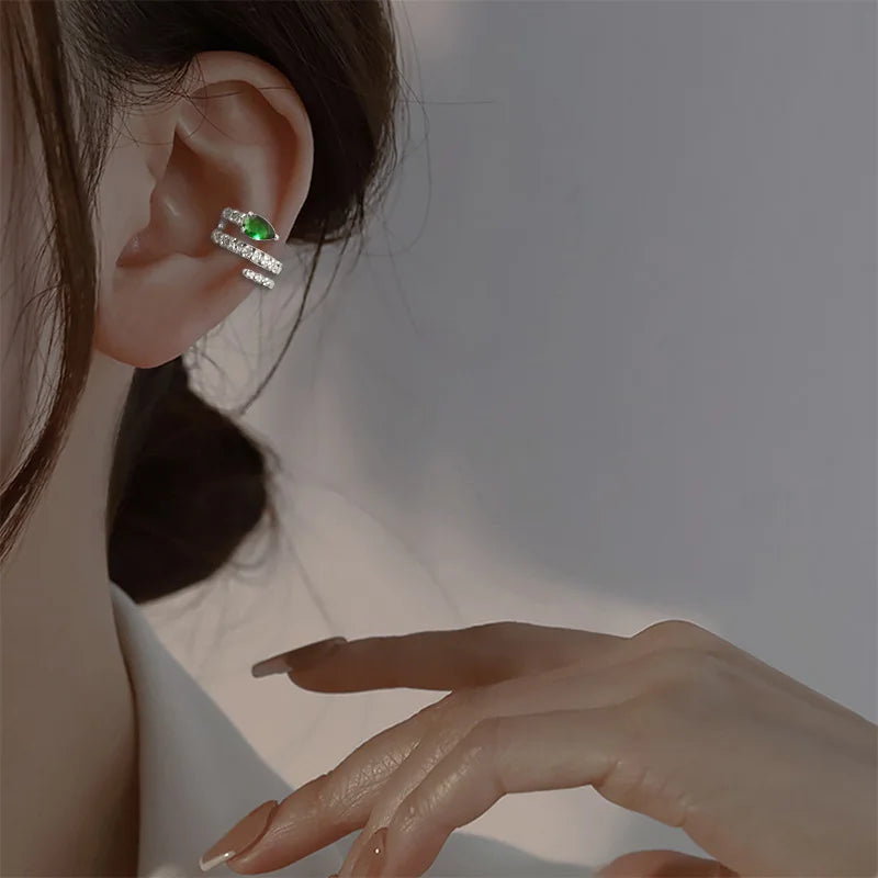 Korean Exquisite Zircon Star Ear Clip for Women Without Piercing Long Tassel Sweet Ear Cuff Clip Earrings Wedding Jewelry Gift