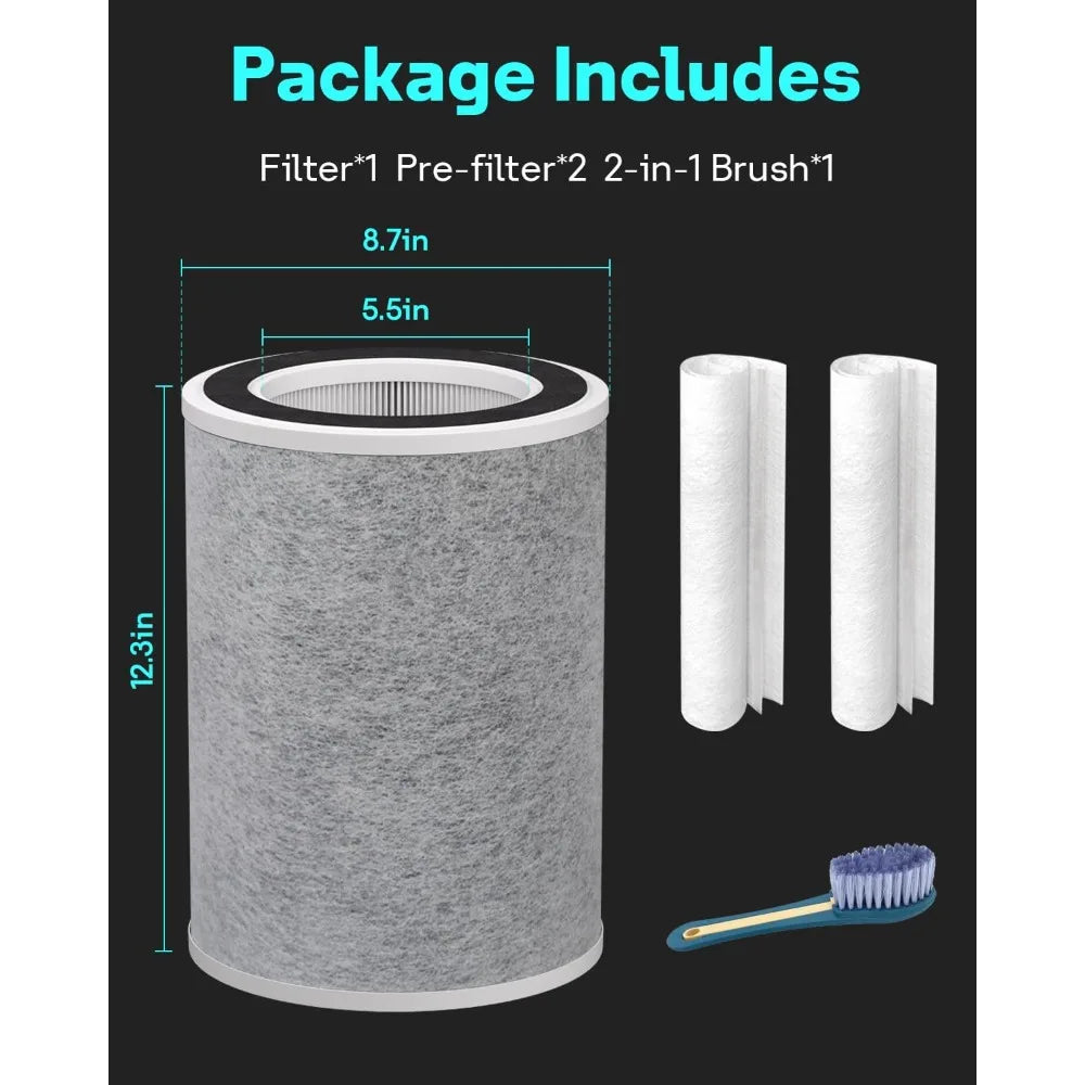 True HEPA HP201 HP202 Filter Replacement for  HP200 Series & HC502 Air Puri-fier MAX,Part # HE2FKBAS Unique features