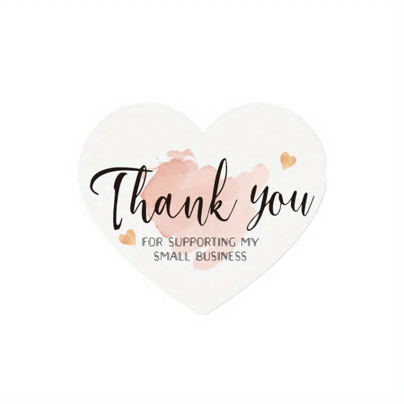30/50Pcs 5 StylesPink Heart Shaped Thank You Tags - 'Thank You for Supporting My Small Business' Paper Gift Greeting Cards