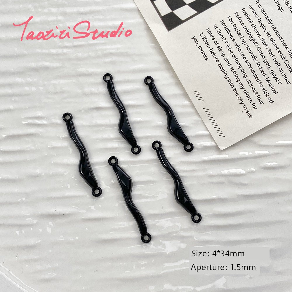 Sweet Cool Black Pink Sexy Liquid Alloy Pendant DIY Handmade Beaded Material Bracelet Necklace Ornament Bead Accessories