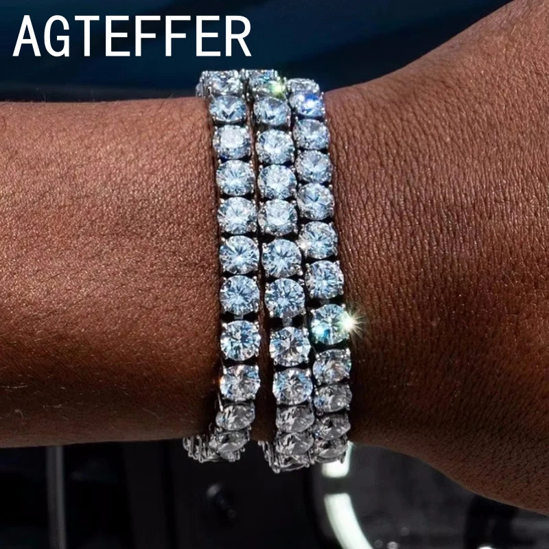 925 sterling silver Tennis Bracelet 2/4mm Cubic Zirconia for Women Mens Crystal Chain on The Hand Hip-hop Streetwear Jewelry