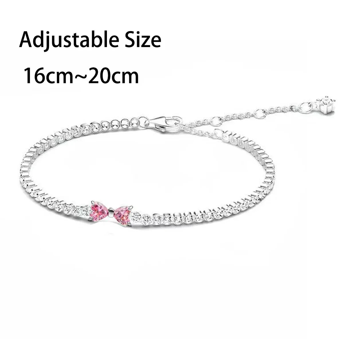 925 Sterling Silver Pink Bow Set Charms Rings Earrings Necklaces Bead Sparkling Women's Jewelry Gift Fashion Light Luxury Making