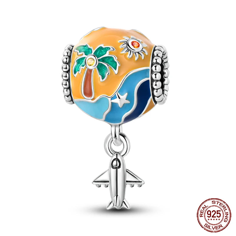 Luminous Bulb Charms Fit Qikaola Original Bracelet 925 Sterling Silver Colorful Balloon House Tram Charms Beads DIY Jewelry Gift