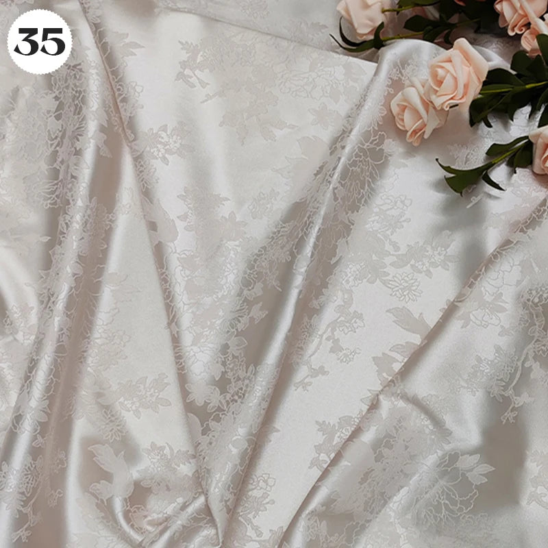 Floral Pattern Jacquard Damask Fabric Faux Silk Satin Brocade Fabric For DIY Sewing Cheongsam Hanfu Wedding Dress Garment Decor