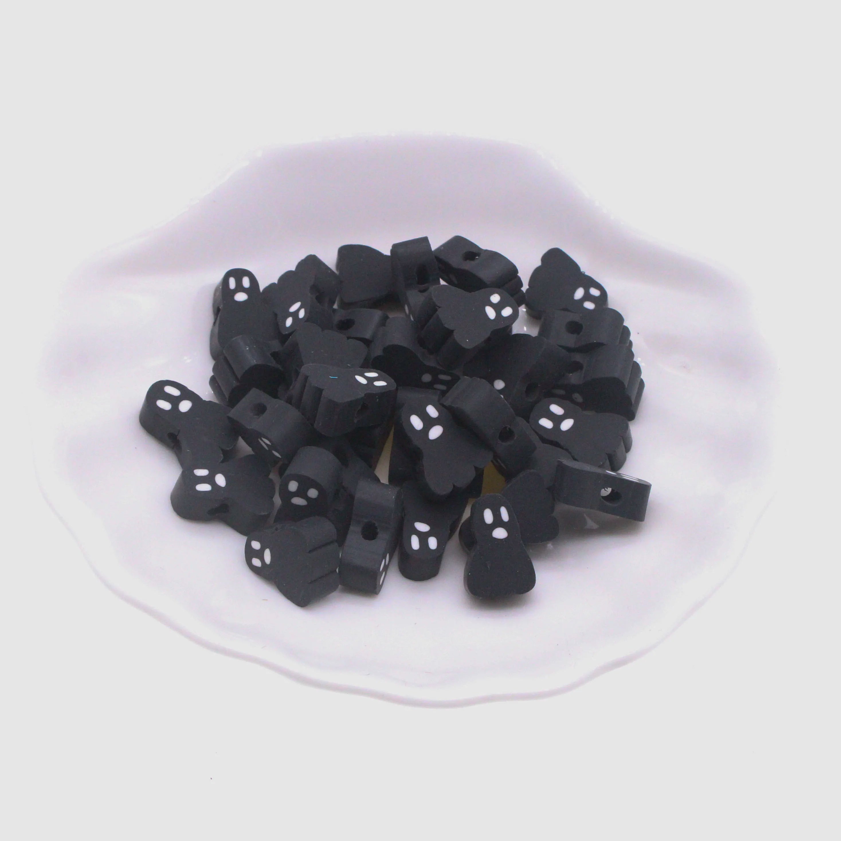 50Pcs Halloween Series Clay Beads Ghost Clay Polymer Spacer Beads For Handmade DIY Jewelry Making Bracelet Necklace Accessories