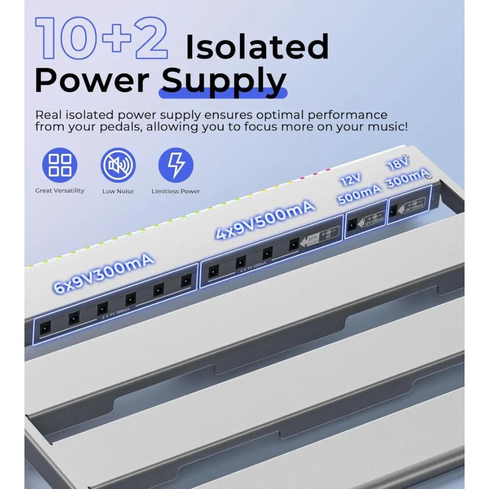 Innovative design-Guitar Pedal Board with Isolated Power Supply, PD-M Aluminum One-Piece-Bent Portable Folding Powered Guitar