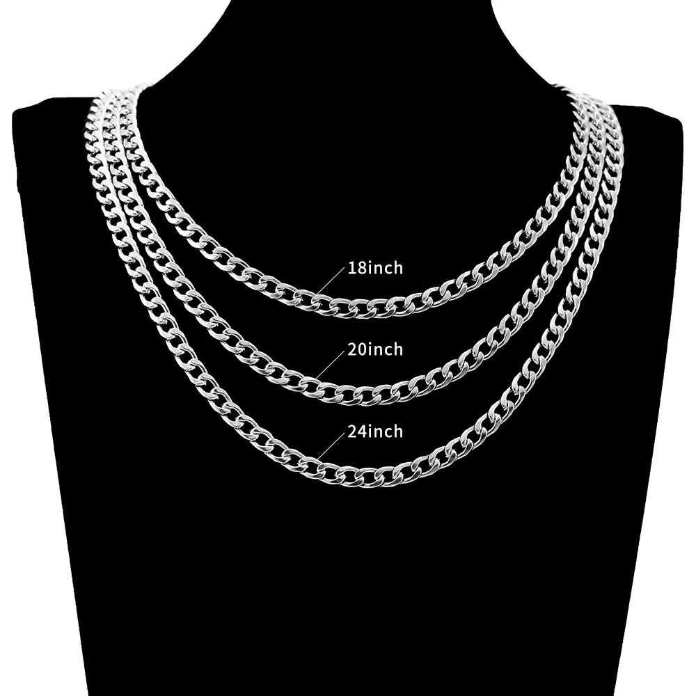 High Quality Classic Cuban Link Chain Smooth Necklace Fashion Jewelry Gift Party Men and Women Suitable For All Occasions