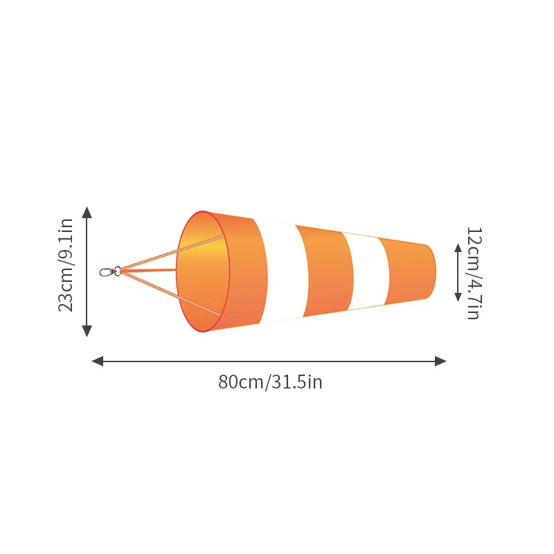 60/80/100cm Windsock Outdoor Wind Direction Measurement Reflective Belt Rip-stop Weather Vane for Airport Aviation Garden Farm