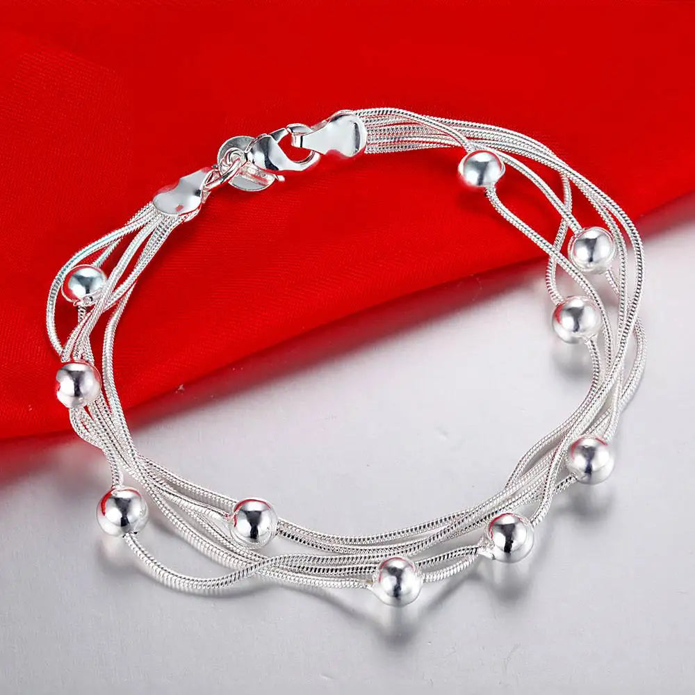 New 925 Sterling Silver Bead Heart High Quality Romance Bracelet Chain For Women Engagement Party Wedding Jewelry Gift