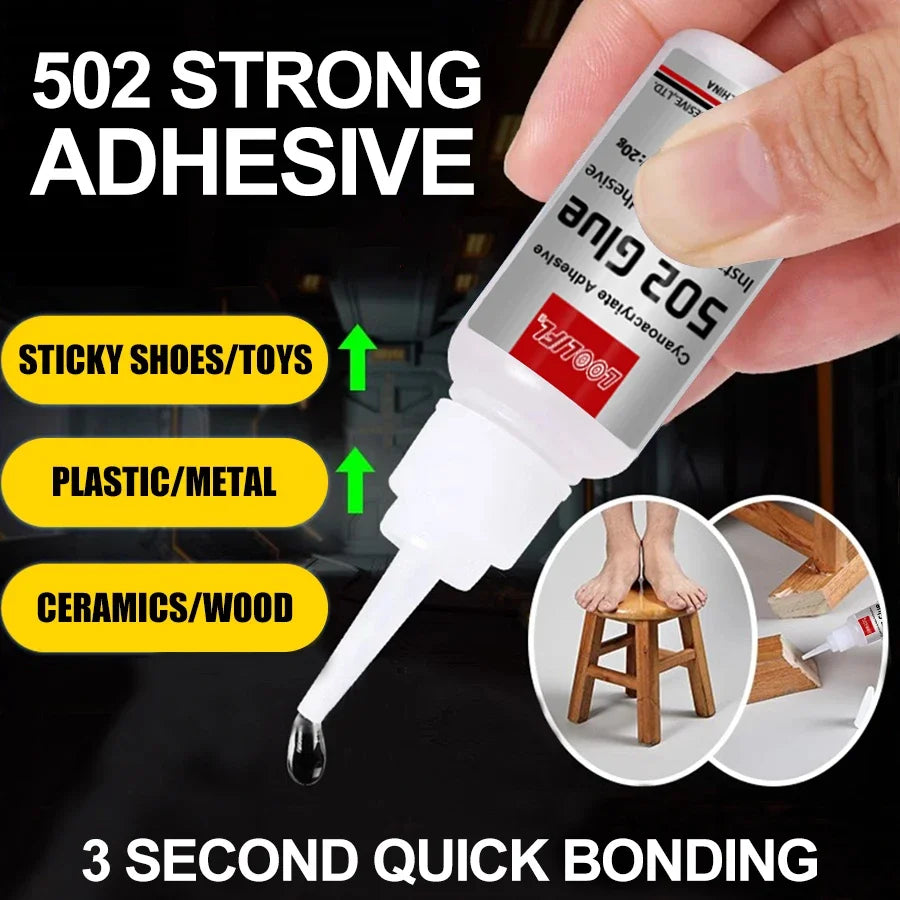 LOOLIFL 1-5pcs 502 Super Glue Instant Quick-drying Cyanoacrylate Adhesive Leather Rubber Wood Metal Strong Bond Liquid Glue Tool