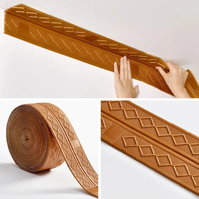 1PC 2.3m/90.55inch Stickers Self Adhesive Wall Trim Line Skirting Border Home Room Decoration Bedroom