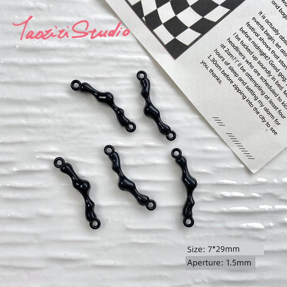 Sweet Cool Black Pink Sexy Liquid Alloy Pendant DIY Handmade Beaded Material Bracelet Necklace Ornament Bead Accessories