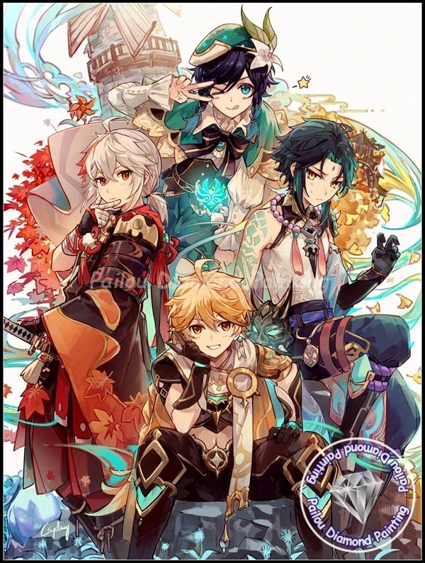 MINISO 5D DIY Diamond Painting Xiao Kazuha Wanderer Style Embroidery Square/Circular Mosaic Art Home Decoration Handmade DIY