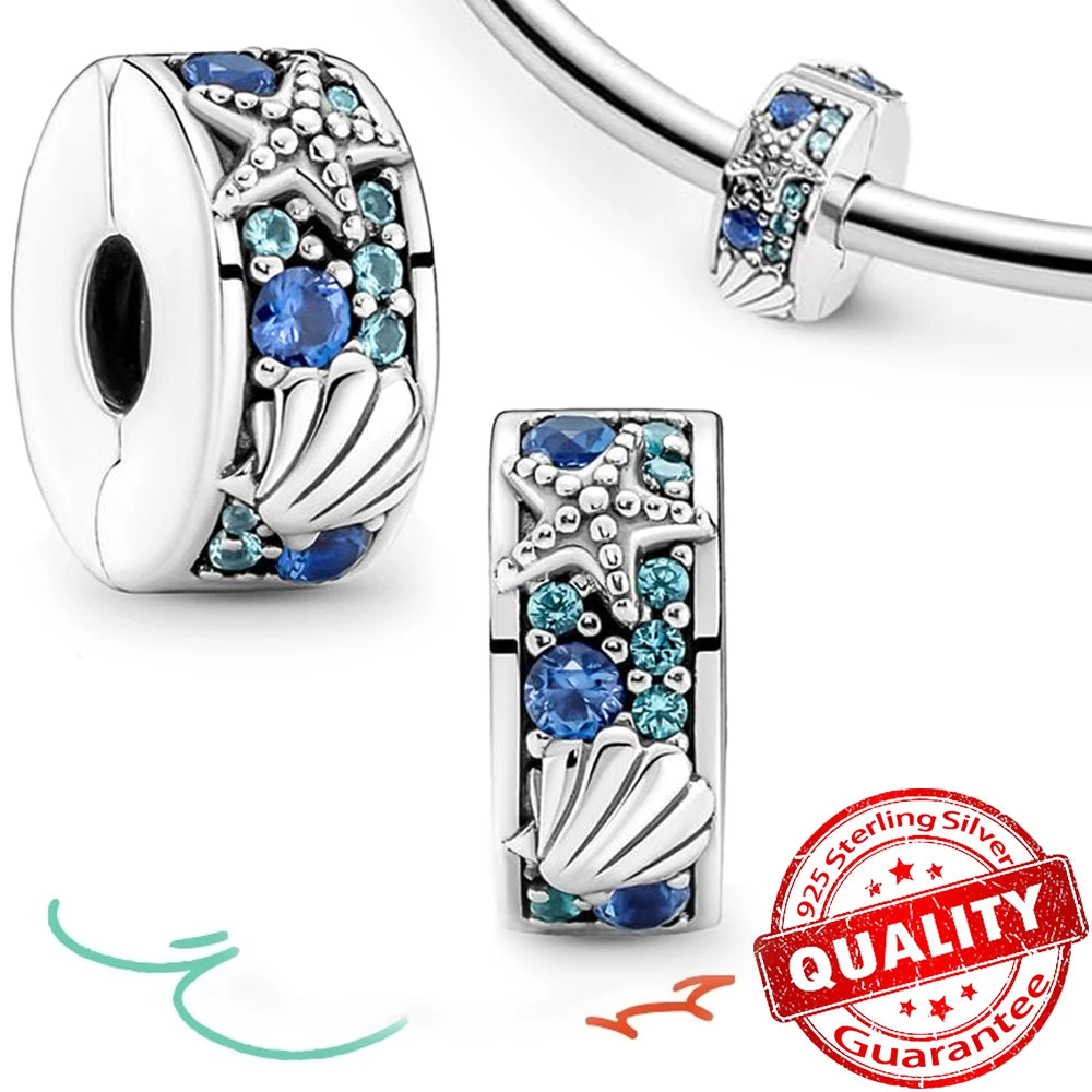 Underwater World 925 Sterling Silver Ocean Octopus Seashell Seahorse Starfish Pendant Fit DIY Bracelet Necklace Boutique Gift