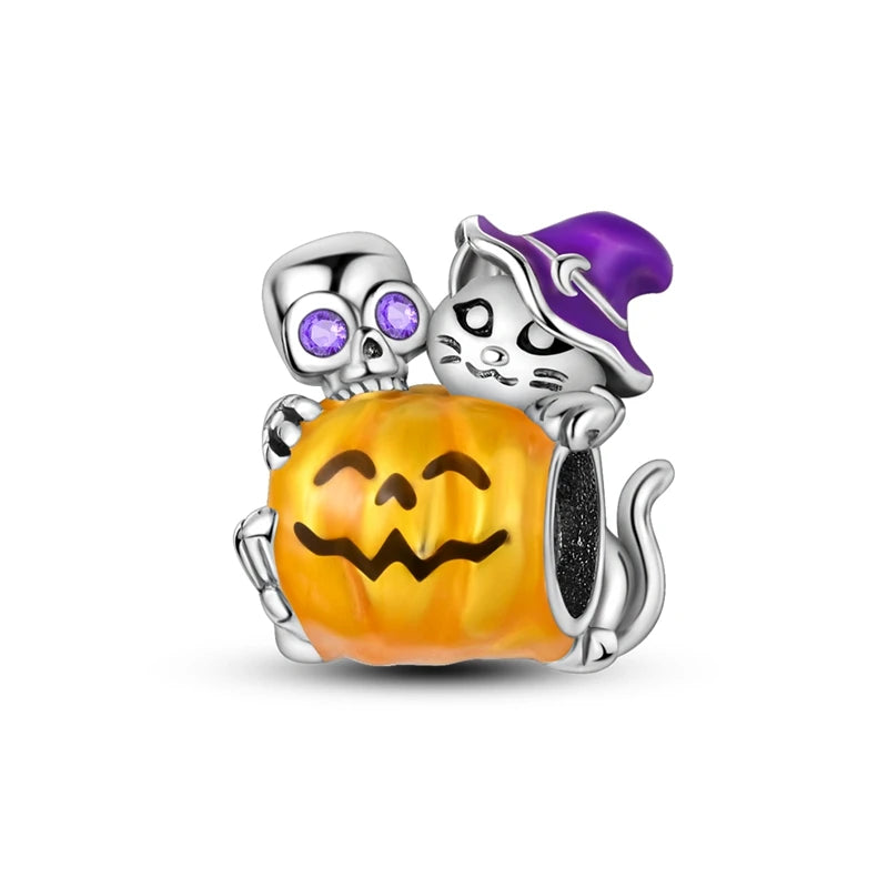 Skull Demon pumpkin Head Ghost Halloween pendant Jewelry Beads for s925 Original Bracelet Plata De Ley 925 boutique charms gift