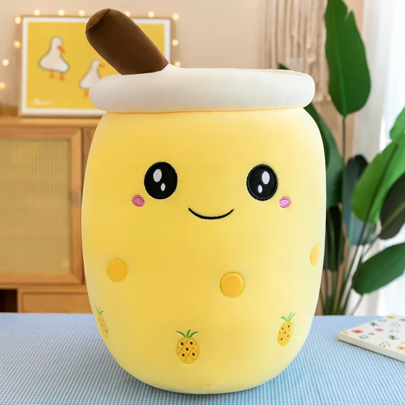 24CM Cute Stuffed Boba Plush Bubble Tea Real-life Bubo Food Milk Cup Plushie Pillow Soft Kawaii Plush Toys Gifts for Kids Baby