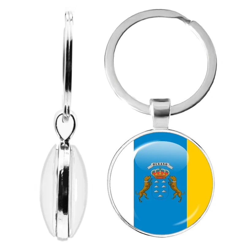 National Flag Glass Double-Sided Keychain Ethiopia Islas Canarias Kenya Sudan Madeira Melilla South Sudan Ceuta Seychelles
