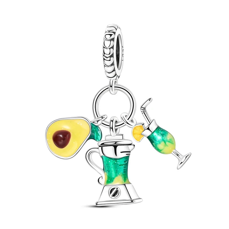 New 925 Sterling Silver Cactus Four Leaf Clover Charm Spring Green Series Bead Pendant For Original Beads Bracelet DIY Jewelry