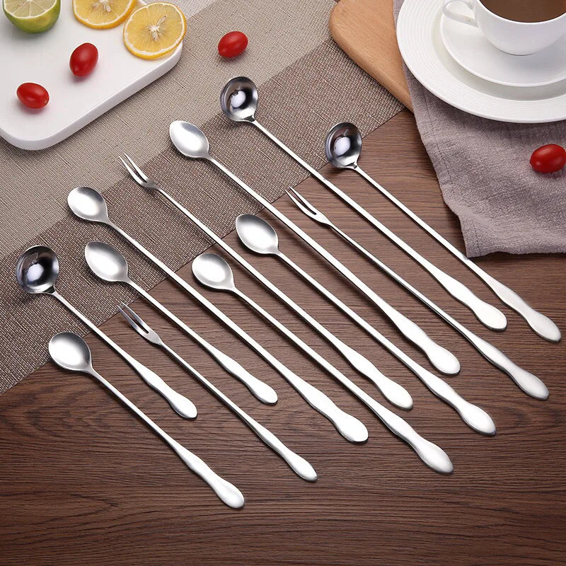 20cm/23cm/32cm Long Handled Stainless Steel Gourd Mixing Spoon Bar Cocktail and Tea Spoon Coffee Ice Cream Dessert Mixing Spoon