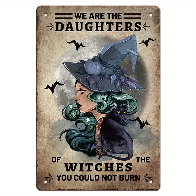 Vintage Metal Tin Sign  The House Witch Rules Halloween Decoration  Retro Wall Art for Home Room Restaurant Decor