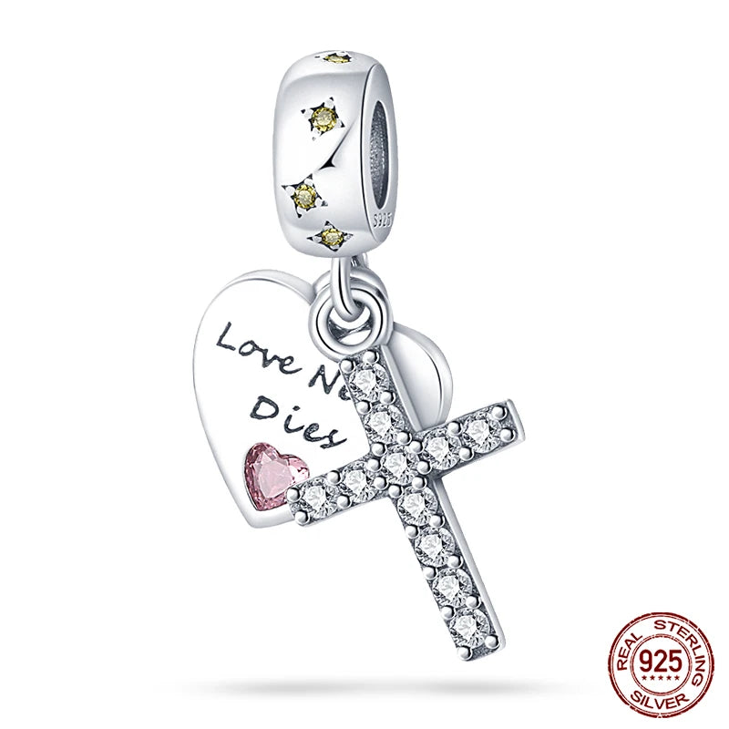 Real 925 Sterling Silver Pink Series Heart Charms Beads Fit Qikaola 925 Original Bracelets DIY Mother's Day Jewelry Gift For Mom