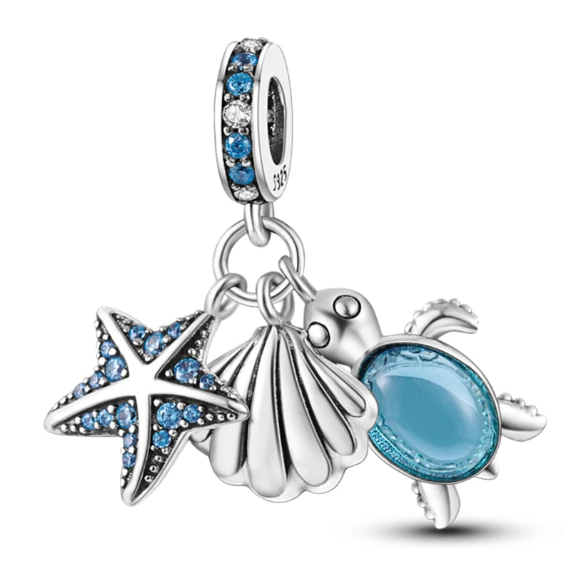 Ocean Trendy 925 Silver Dolphin Crab Boat Beach Charms Beads Fit 3mm Original Bracelets DIY Thoughtful Fine Jewelry Making Gifts