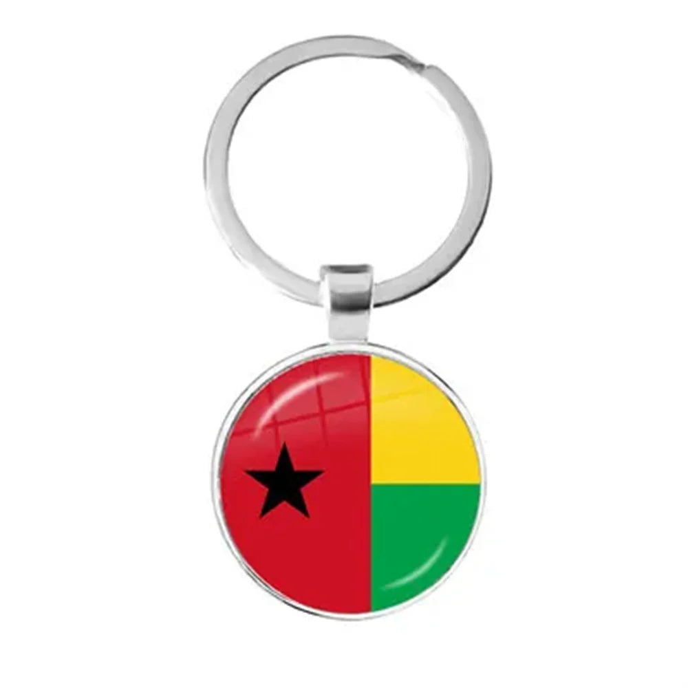 Western Sahara,Guinea,Saint Helena,Niger,Guinea-Bissau,Benin National Flag Keychain 25mm Glass Cabochon Key Rings For Gift