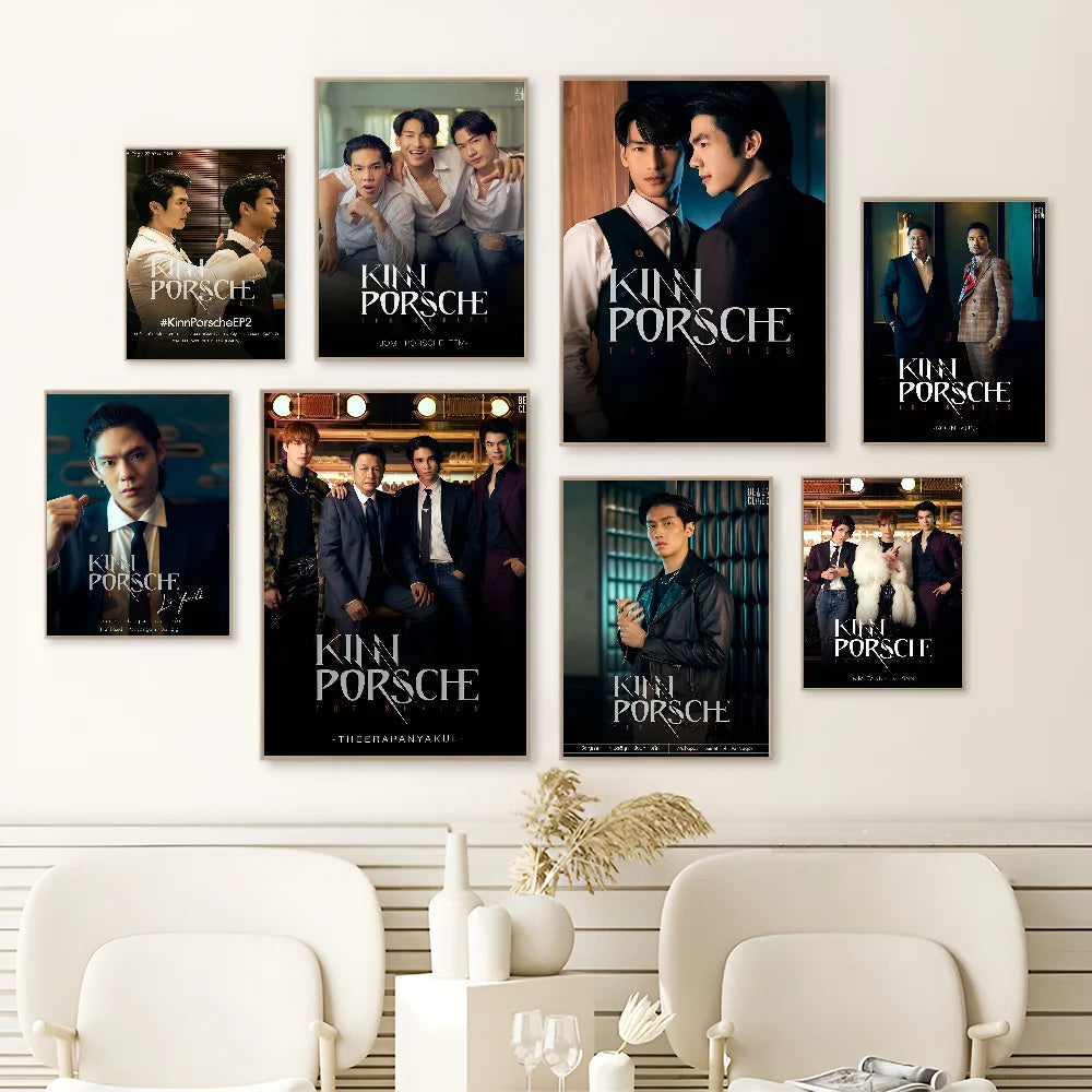 KinnPorsche The Series Movie  Self-adhesive Art Poster Fancy Wall Sticker for Living Room Bar Decoration Decorative Painting
