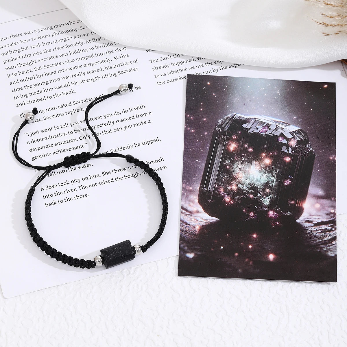 Black Tourmaline natural Bracelet for Men Women Healing Crystal Handmade Stretch Natural Stone Beaded Adjustable Jewelry Gift