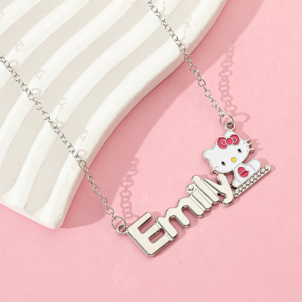 Sanrio HelloKitty Collection Sweet Cute Creative Enamel Pendant Necklace Fashion Charm Jewelry Girl Party Gift