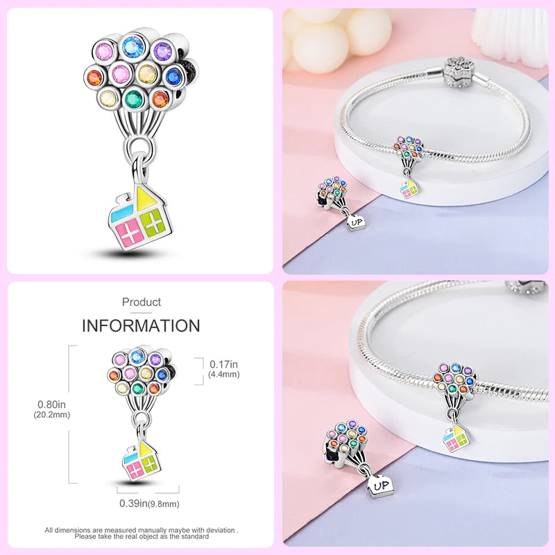 Luminous Bulb Charms Fit Qikaola Original Bracelet 925 Sterling Silver Colorful Balloon House Tram Charms Beads DIY Jewelry Gift