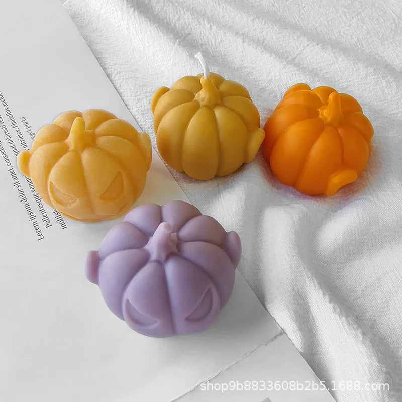 3D Smiling Pumpkin Silicone Candle Mold Halloween Pumpkin Skull Soap Gypsum Crafts Resin Mould Halloween Gift Making Tool