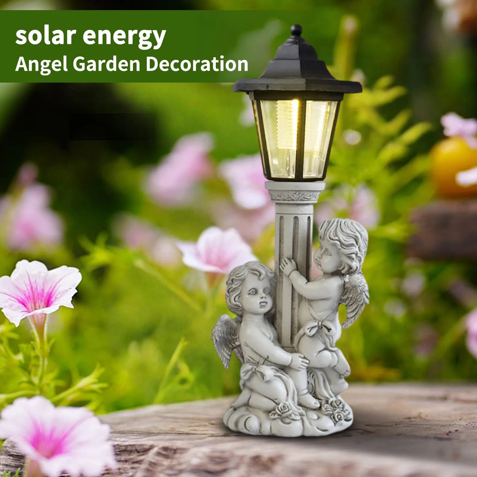 Garden Angel Sculpture Solar Powered Luminous Light For Front Door Window Courtyard Craft Statue Glowing Ornament Outdoor Decor