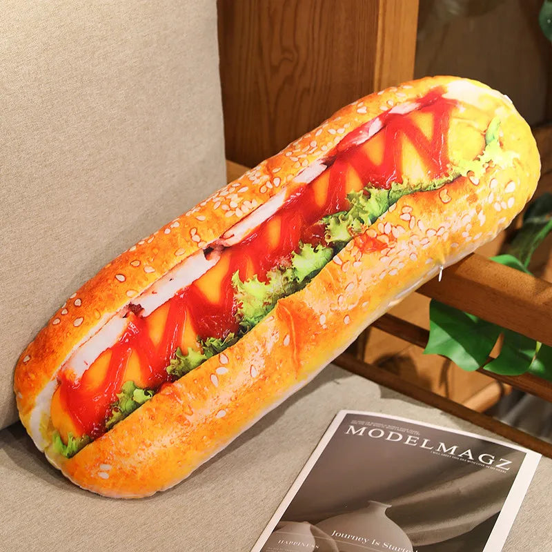 Creative French Bread Plush Pillow Stuffed Baguette Croissant Hotdog Plushie Peluche Party Prop Decor Sleeping Companion Cushion