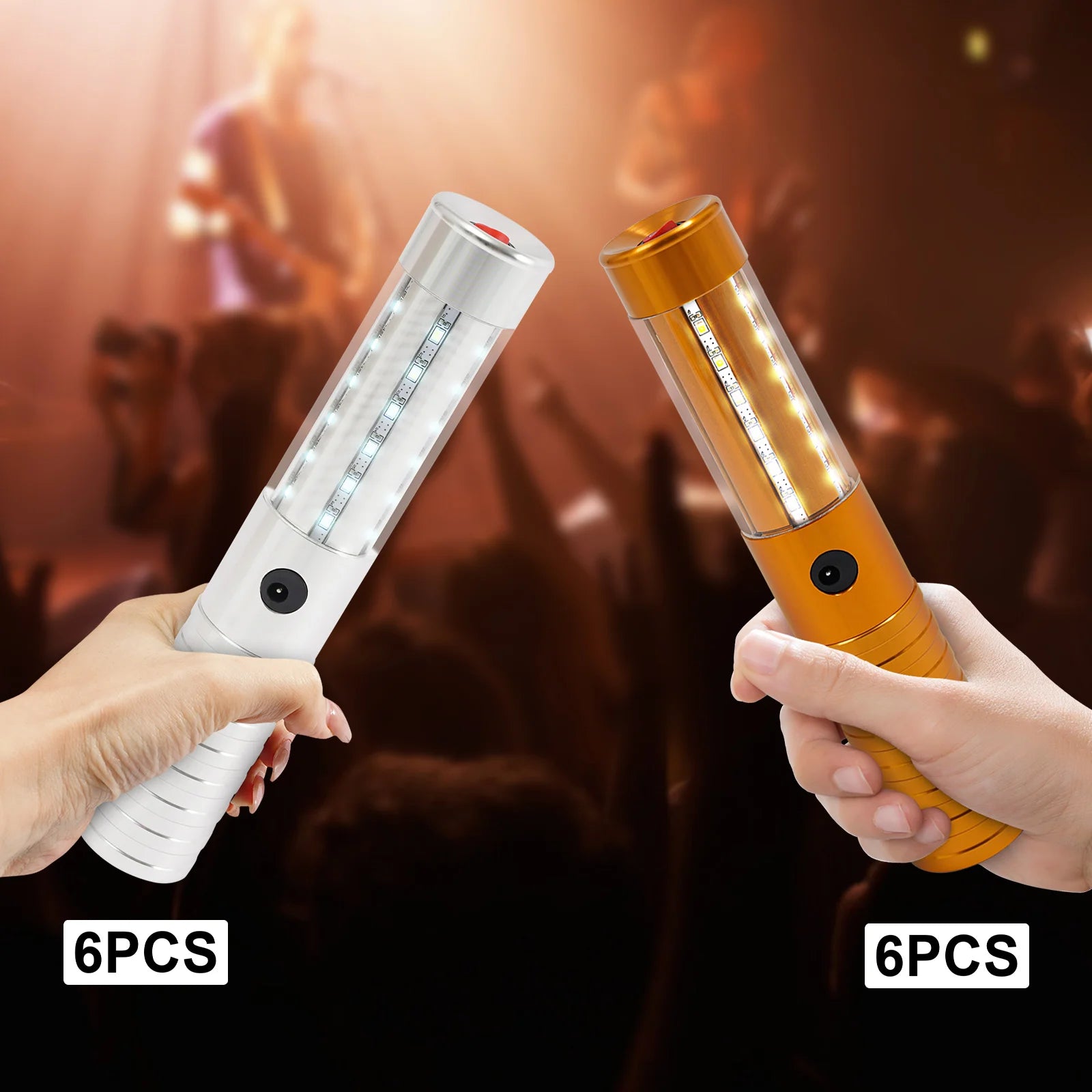 6 PCS LED Sticks, 3 Modes, Rechargeable, Reusable, Aluminum Alloy Glow Lights for Event Nightclubs Weddings Party