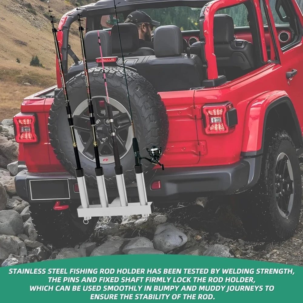 Hot Sale - Stainless Steel Fishing Rod Holder Stainless Steel Fishing Pole Holder 4 Link Tubes, 2" Trailer Hitch Receiver