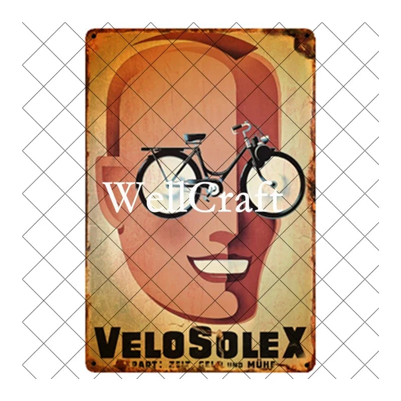 [ WellCraft ] Bicycle Velosolex Tin Signs Retro Bike Wall Plaque Pub Decor WX-11 vintage decor  home decor  room decor