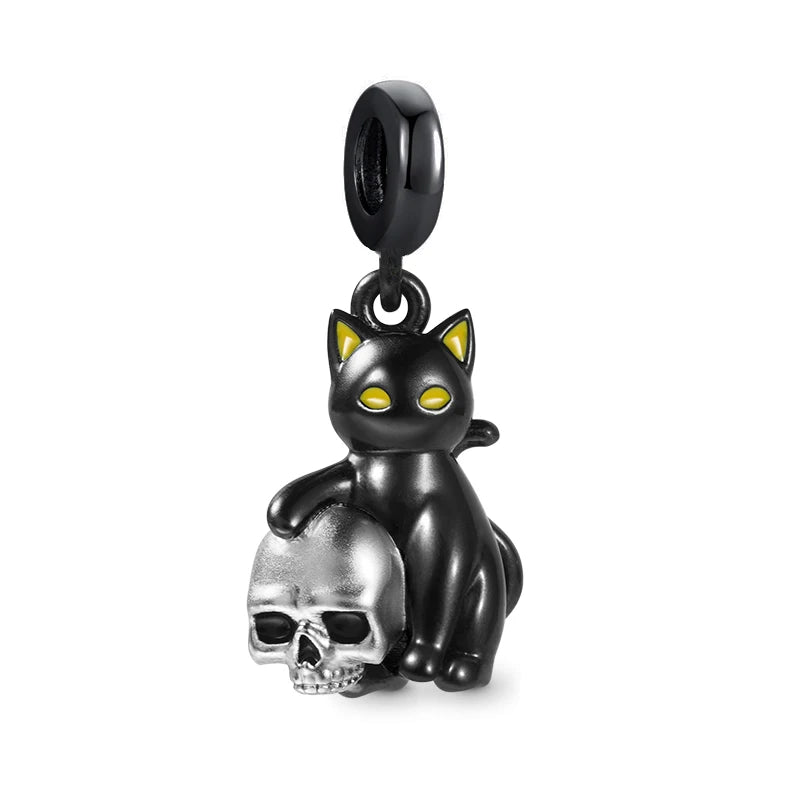 Halloween Dark Demons Pumpkin Bat 925 Sterling Silver Bead Charm Hang Fit Original Bracelet Necklace DIY Fashion Jewelry Making﻿