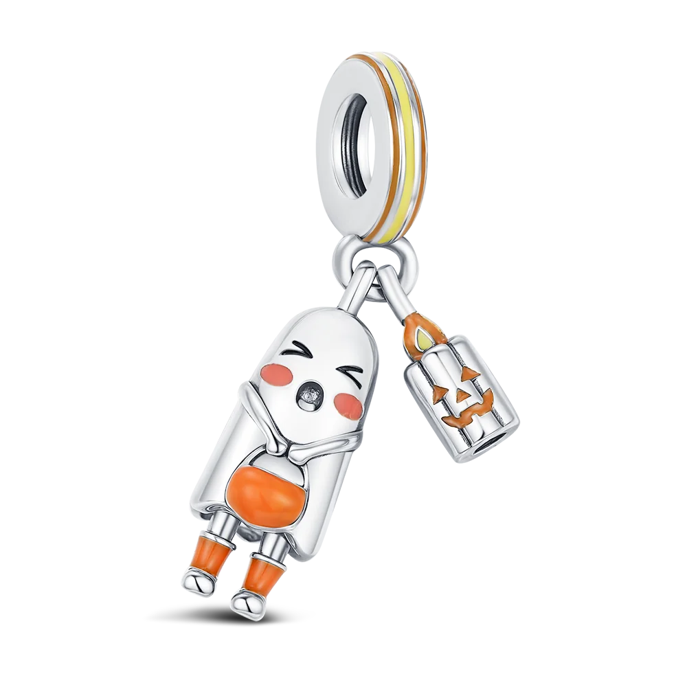 925 Sterling Silver Halloween Charm Ghost Pumpkin Charms Jewelry Making For Women Men DIY Bracelet Halloween Party Jewelry Gift
