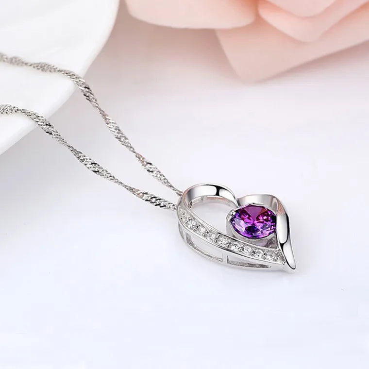 925 Sterling Silver Necklace for Women Simple Irregular Heart Moon Trendy Simple Geometric Handmade Chocker Fine Jewelry