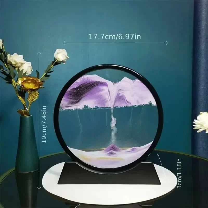 3D hourglass flowing sand art image sand circular glass deep water sand landscape crafts smooth painting family