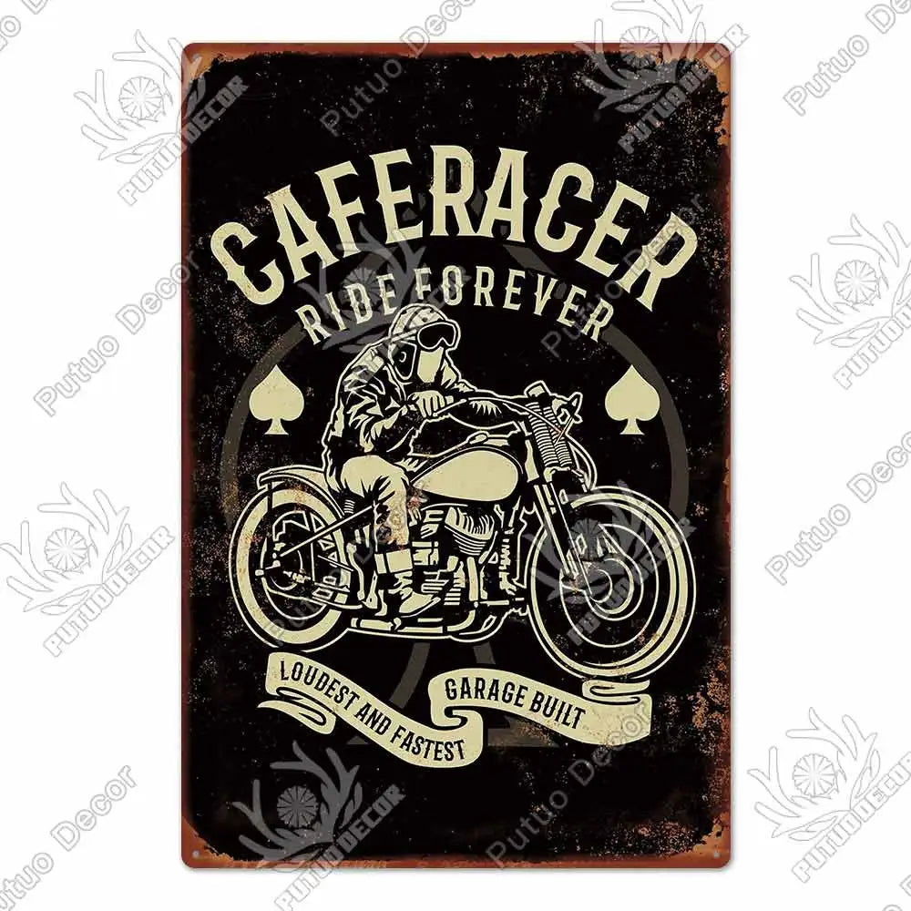 Putuo Decor Cafe Racer Vintage Tin Sign Plaque Metal Wall Art Stickers Garage Man Cave Pub Bar Retro Poster Iron Painting