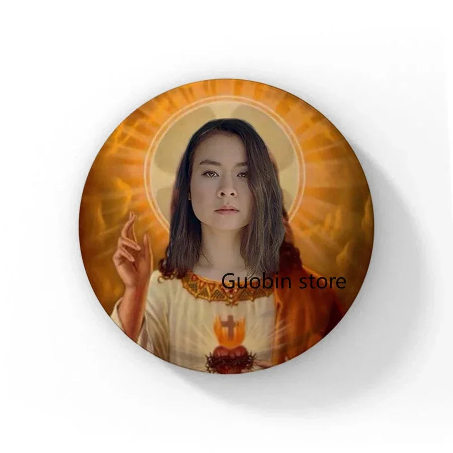 58mm Singer Mitski Enamel Pins Black and White Handmade Brooch Cartoon Cosplay Badge on Backpack Jewelry Accessories Gifts