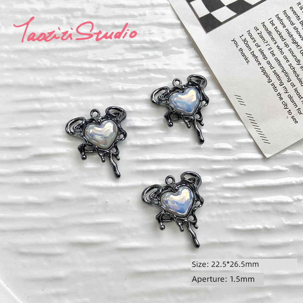 Sweet Cool Black Pink Sexy Liquid Alloy Pendant DIY Handmade Beaded Material Bracelet Necklace Ornament Bead Accessories