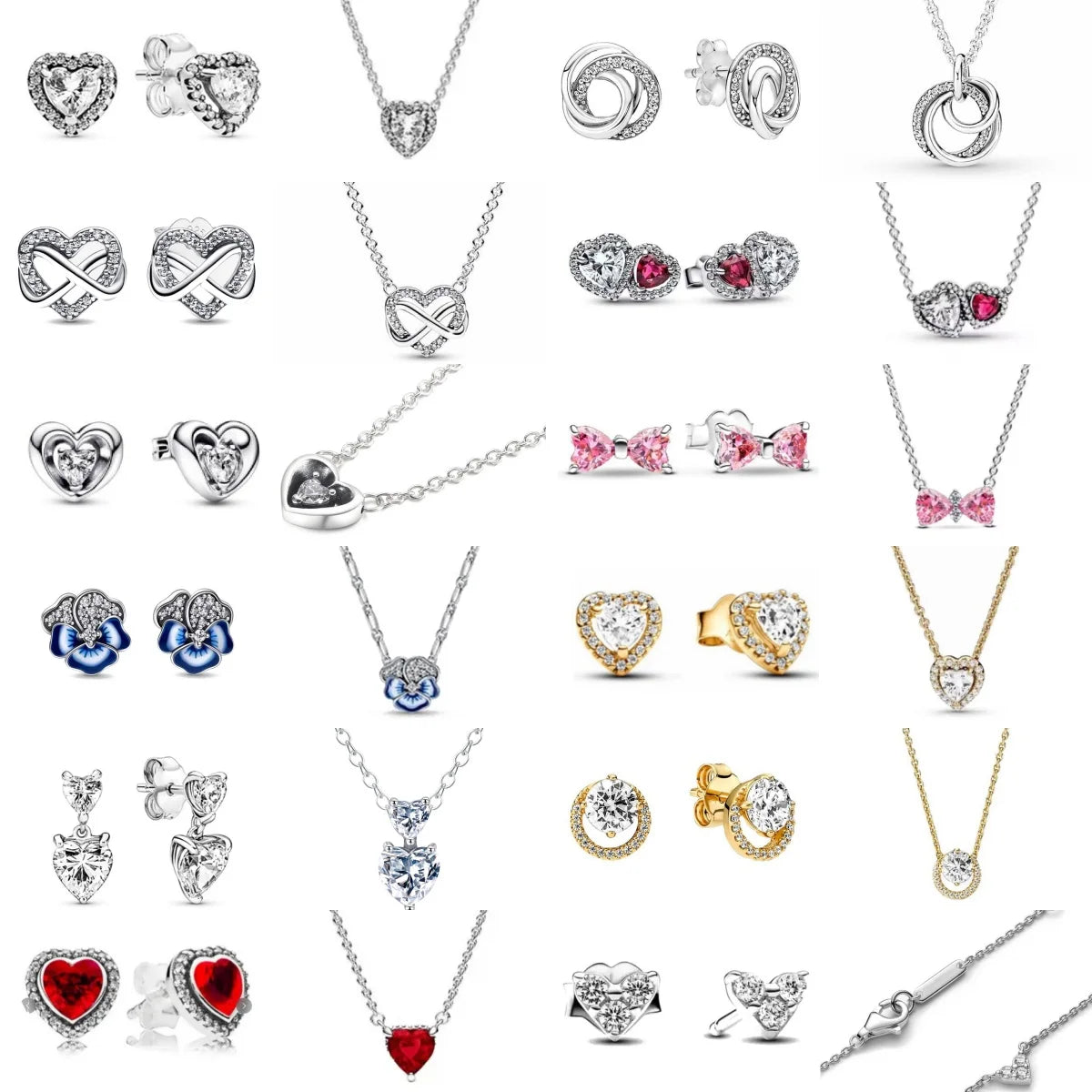 2025 New 925 silver pearl studded halo, star moon bow necklace, earrings, jewelry, women's luxury boutique jewelry gifts