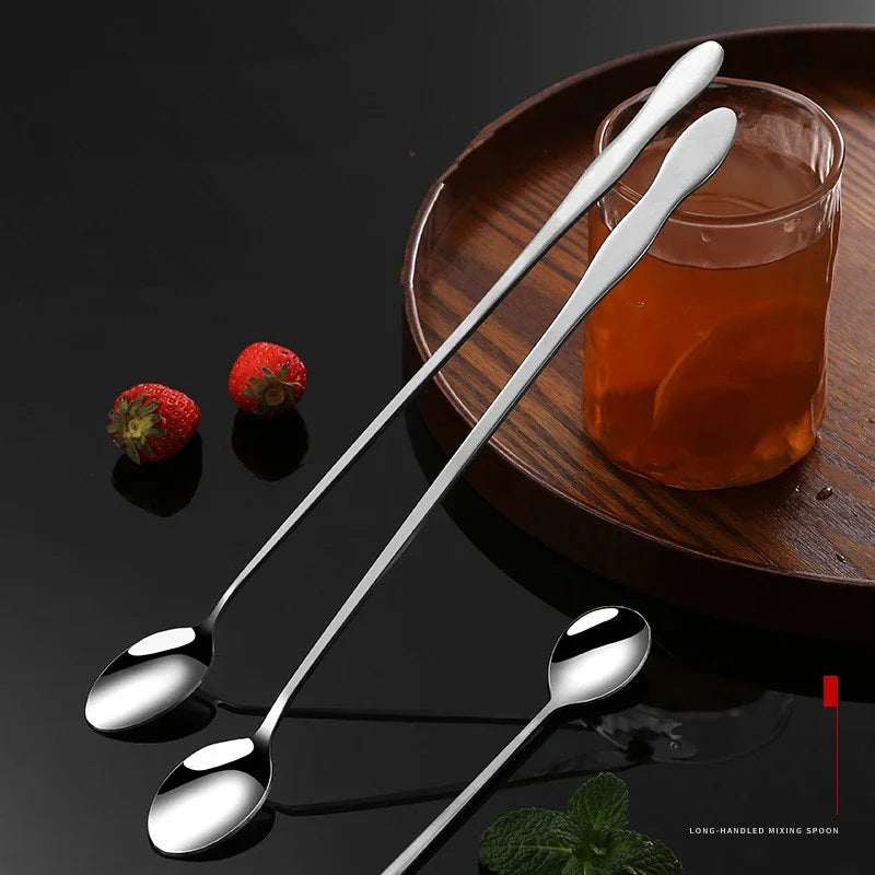 20cm/23cm/32cm Long Handled Stainless Steel Gourd Mixing Spoon Bar Cocktail and Tea Spoon Coffee Ice Cream Dessert Mixing Spoon