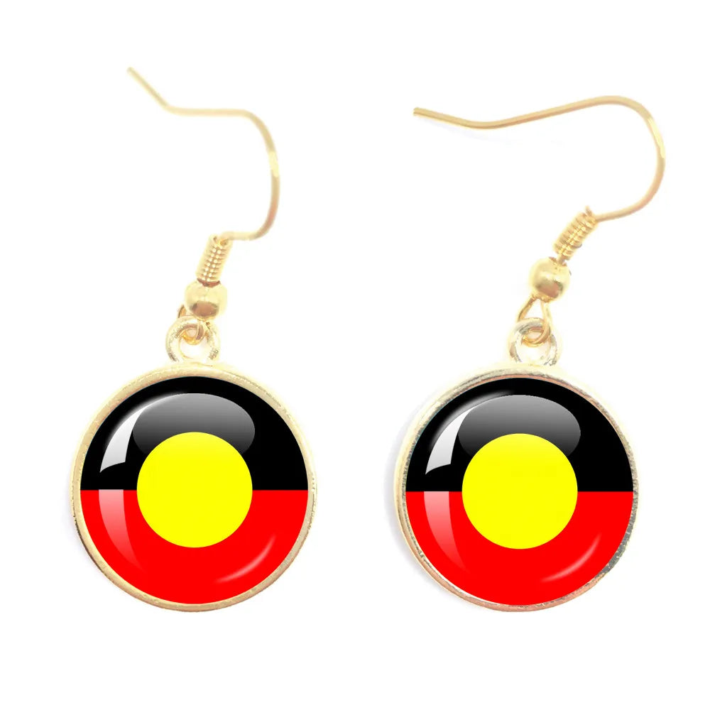 Australian Aboriginal Flag National Emblem Dangle Glass 25mm Key Chain Fashion  Key Chains Glass Cabochon Lady  Key Chains Jewel