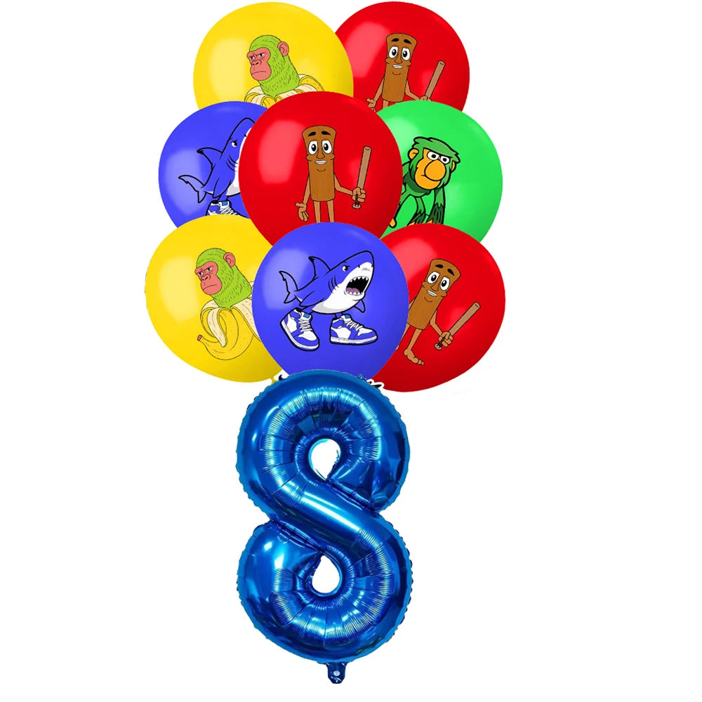 New Italian Brainrot Tablecloth Decorations Tung Tung Sahur Tralalo Theme Table Cover Tableware Set for Kids Birthday Party Gift